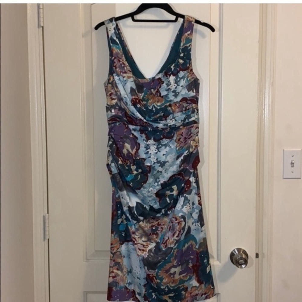Suzi Chin for Maggy Boutique Floral fitted midi tank dress sz 8